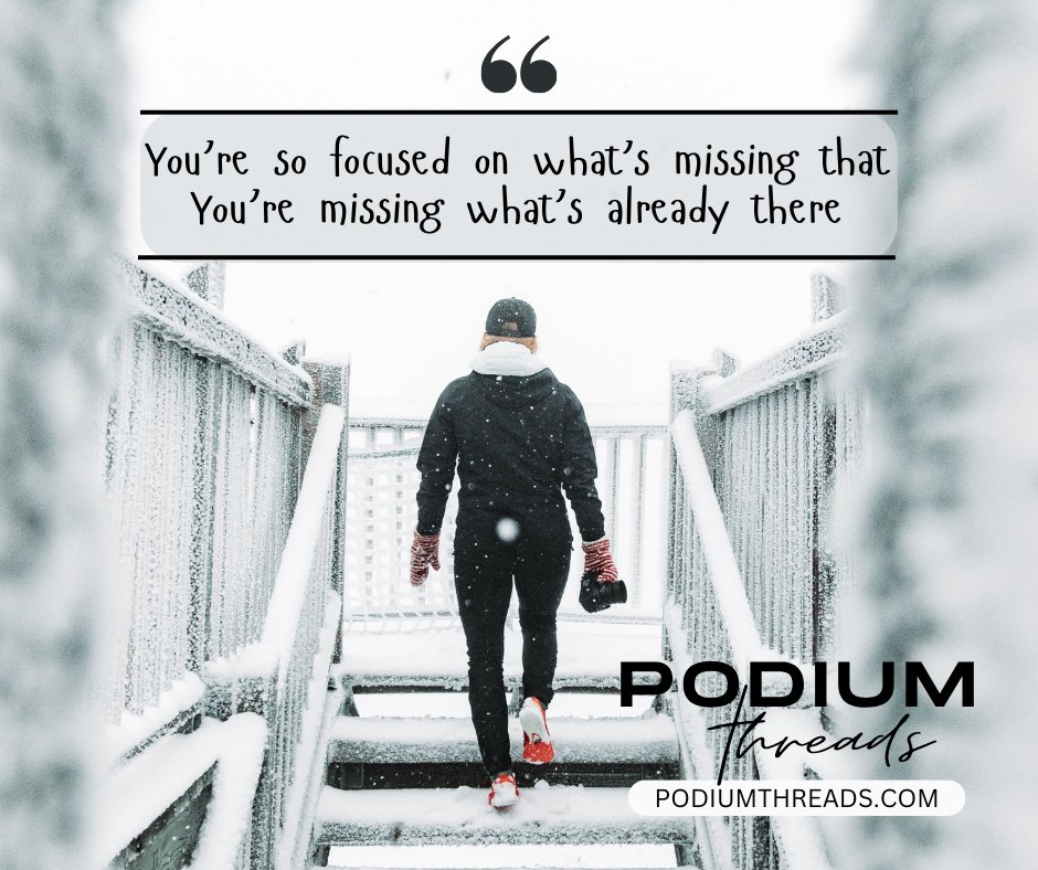 podiumthreads's tweet image. You&apos;re so focused on what&apos;s missing that you&apos;re missing what&apos;s already there.

Your Sport - Your Faith - Your Voice

podiumthreads.com

#focusonyourself