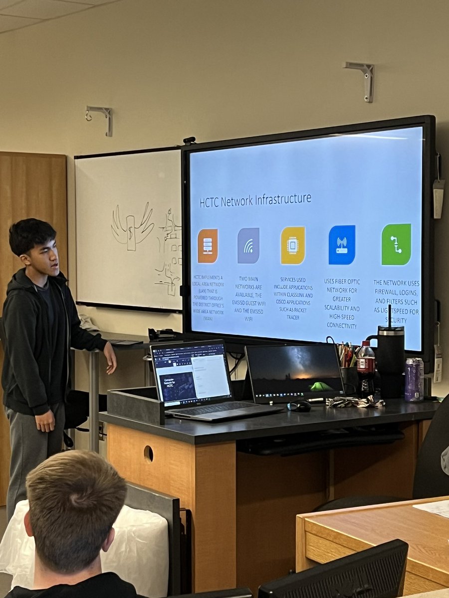 Networking/Security students presenting their idea of redesigning HCTC network. #hctcready #emsproud