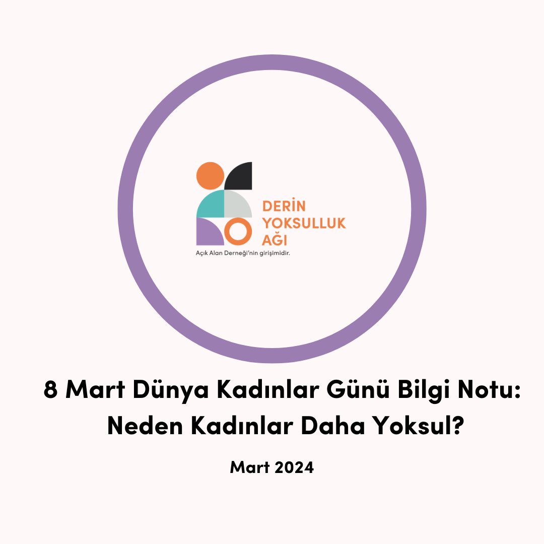 yoksulluk_ag's tweet photo. 🟣Derin Yoksulluk Ağı olarak, yoksulluğun kesişimselliğini oluşturan en temel etkenlerden birisi olan kadın yoksulluğu ile mücadelede farkındalık yaratma ve savunu çalışmalarımız devam ediyor. 
Her 8 Mart Dünya Kadınlar Günü’nde kamuoyu ve politika yapıcılara sunmak üzere bilgi notları hazırlıyoruz. 📌Bu 8 Mart’ta da kadınların yoksullukla mücadelesini daha çetin kılan üç nedeni verilerle derleyip özetliyor ve diyoruz ki: Kadınlar daha yoksul! Çünkü hane içi sorunlar yaşandığında ilk gözden çıkarılan kız çocuklarının eğitimi oluyor! Kadınlar daha yoksul! Çünkü ev içi bakım yükü kadınların omuzlarında! Kadınlar daha yoksul! Çünkü hala eşit işe eşit ücret almıyor, işe giriş süreçlerinde ayrımcılığa uğruyorlar!

#8MartDünyaEmekçiKadınlarGünü
#8MarchWomensDay
#KadınYoksulluğu
#NedenKadınlarDahaYoksul

🔗https://t.co/LMezzqhBKt