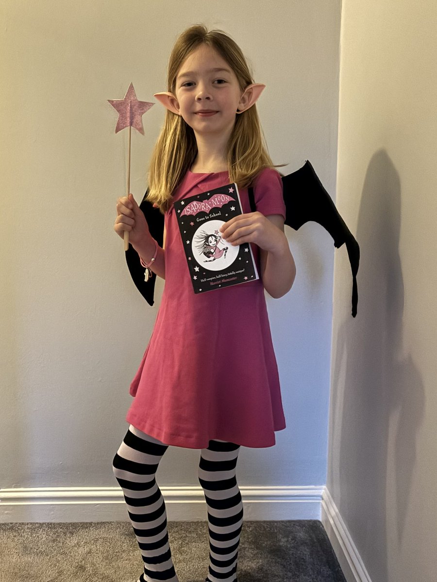 #worldbookday I wonder how many fairy-vampire children have been out there today. This 7 year old is a big Isadora (Mirabelle & Emerald) fan @H_Muncaster