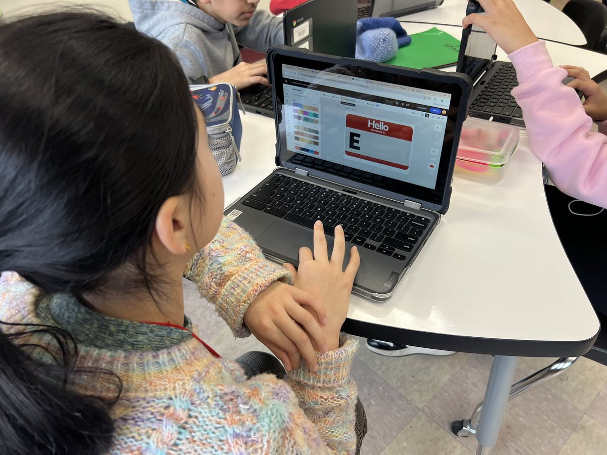 Today @WilletsRoadMS students in @ereale23 Tech Class used AI in Adobe and Canva to create custom digital name plates @EastWillistonSD #ewlearns