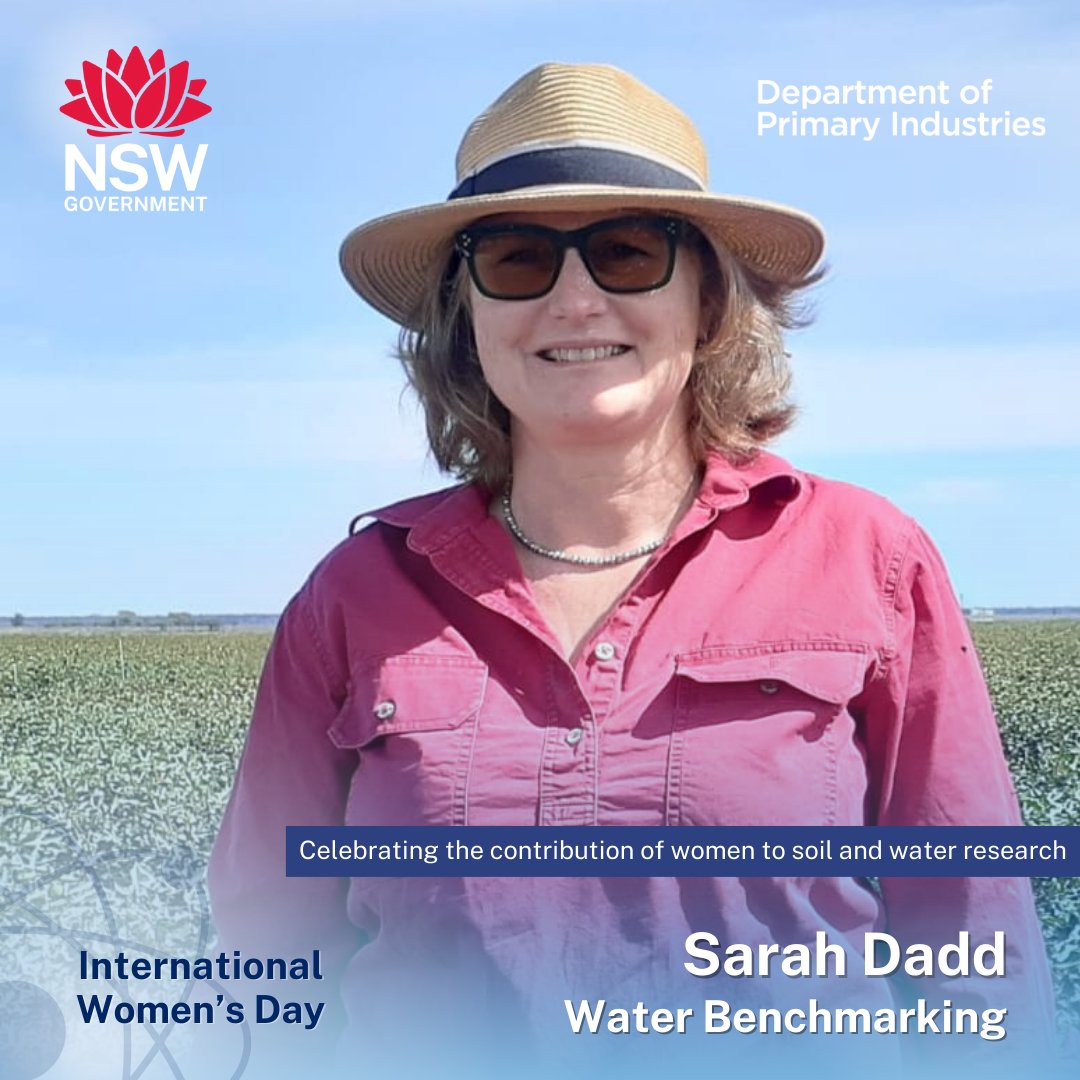 Today on International Women's Day we highlight some of the contributions women are making to water research here at DPI. Sarah works with cotton growers to benchmark water productivity. Find out more about the work being done. bit.ly/NSWDPICottonWa…