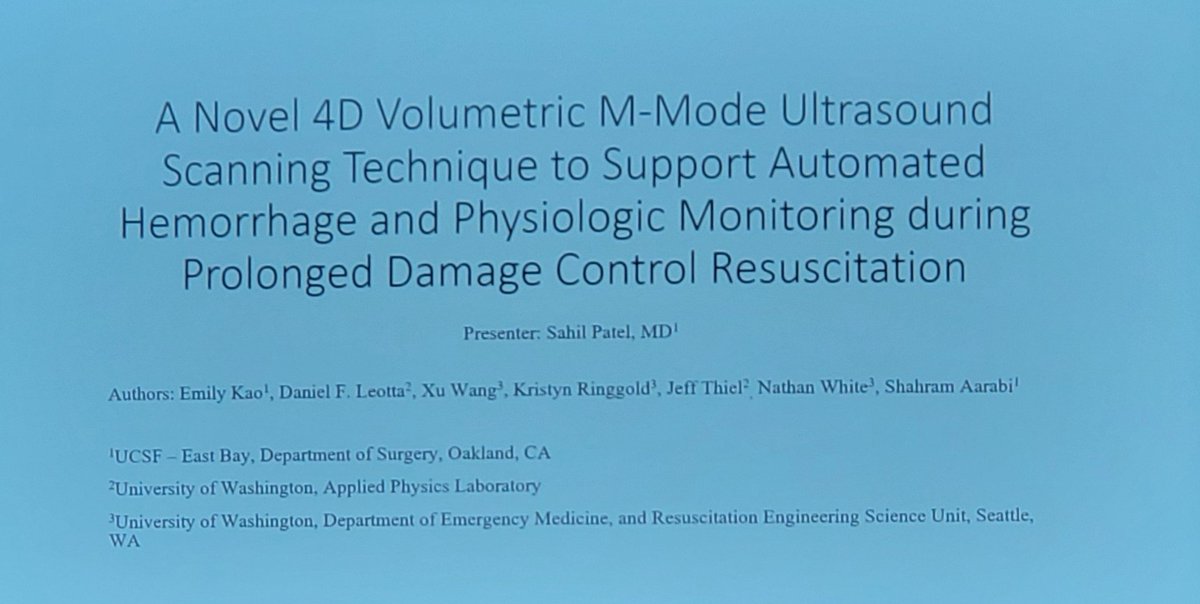 Aaron Jensen (@arjensenmd) on Twitter photo Great job Sahil Patel - @acstrauma National Resident and Fellow Paper Competition finalist - presenting his work on volumetric 4D US for intravascular volume assessment in hemorrhagic shock. <a href="/UCSF_EastBay/">UCSF-East Bay</a> Great job Sahil Patel - @acstrauma National Resident and Fellow Paper Competition finalist - presenting his work on volumetric 4D US for intravascular volume assessment in hemorrhagic shock. <a href="/UCSF_EastBay/">UCSF-East Bay</a>