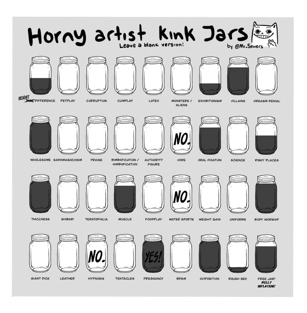PenniDreadful18's tweet photo. Here ya go, Freaks! My kink jars! A lot are empty. If you wanna do something with my characters that'll "wow" me, these're the things that'll really get me!
You can also probably expect to see a lot of art of these from me. https://t.co/aplbFUVJlY