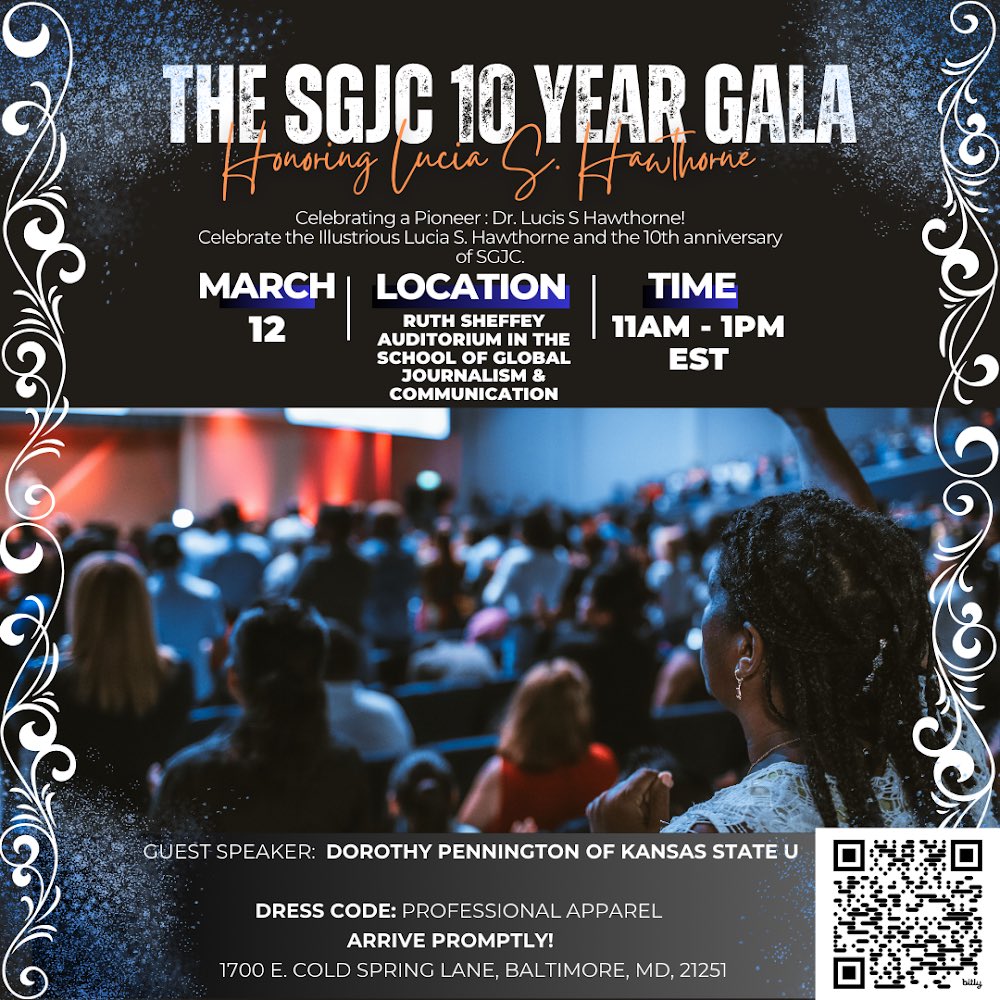Of course, we’re excited for The SGJC 10-Year Gala: Honoring Dr. Lucia S. Hawthorne 🥳 🥳 🥳! Come out to the Ruth Sheffey Auditorium on March 12 for this exciting event!! Get more details and RSVP here: events.morgan.edu/event/the_sgjc…
