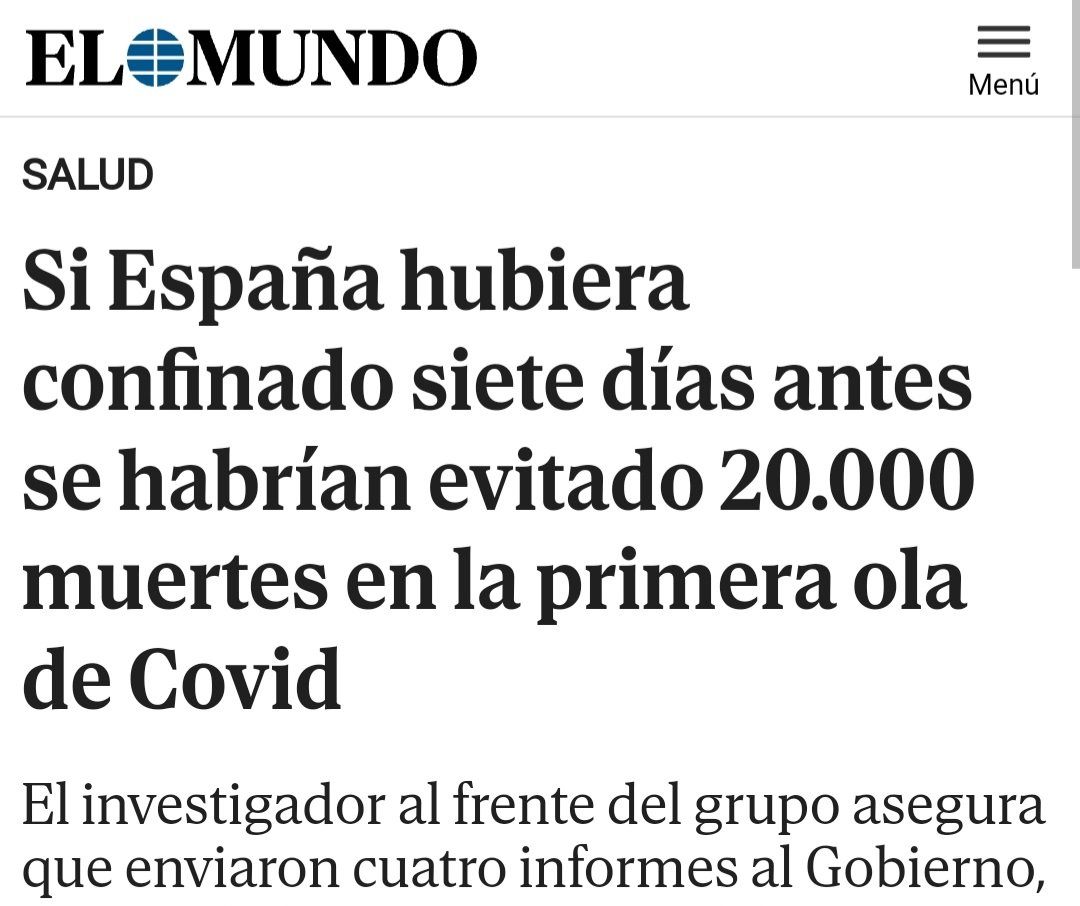 Mr_Jones_k's tweet photo. Mañana se cumplen 4 años de un capricho feminista que costó la vida de 20.000 personas.

Científicos de las universidades Rovira i Virgili de Tarragona y de Zaragoza han elaborado una investigación sobre la primera ola de la pandemia y han concluido que tomando medidas siete días antes se habría salvado la vida de unas 20.000 personas en toda España.

Desde entonces, los 8M no hay #NadaQueCelebrar. Son un día de luto.