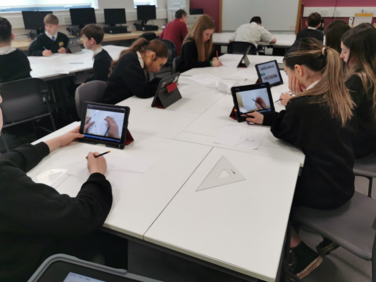 Impressed with my S2 classes engagement using video guides to learn to sketch complex shapes in 2 point perspective! Zero demos today (not even with a visualiser), quick explanation with WAGOLL, and then pupils working independently through the tasks from topic guide.