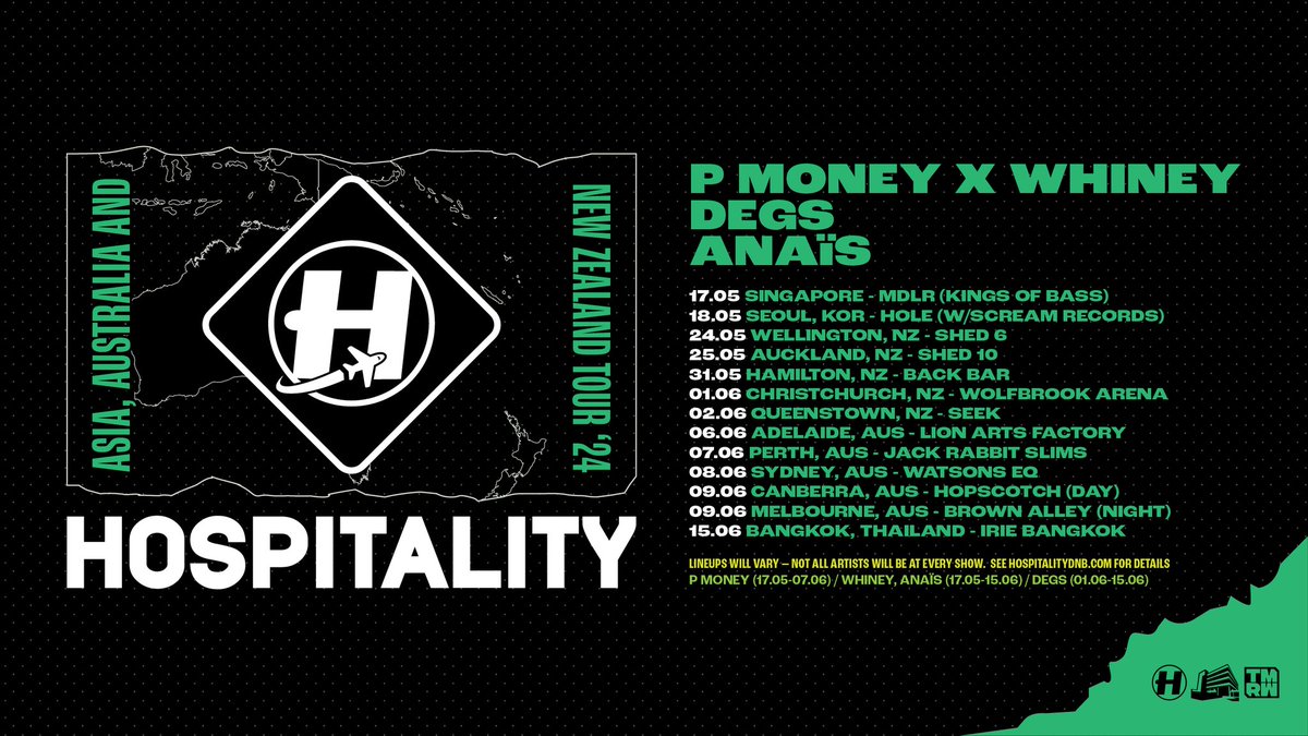 Asia, Australia & New Zealand Tour ✈️ Delighted to be back on this side of the world in a couple of months 🇸🇬🇦🇺🇰🇷🇳🇿🇹🇭 Tickets: hospitalitydnb.ffm.to/asia-aus-nz-to…