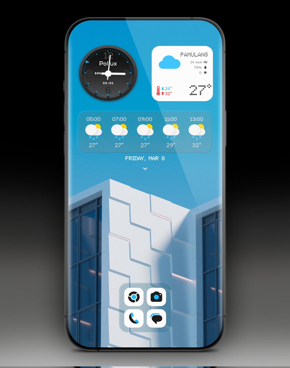 homescreenvibes's tweet photo. FriYeay!
โข Nova Launcher
โข Wall, clock, current condition @NarikDesign (modified + Pollux clock iconBG @jjlam)
โข iOS 15 dock #phonecustimization
โข Ahxmin player @RodKahx
โข Google Weather FC
โข Temps @TeboulDavid1
#android #homescreen #withnova #wallpapers #widgets #icons https://t.co/0pLH6Xtqse