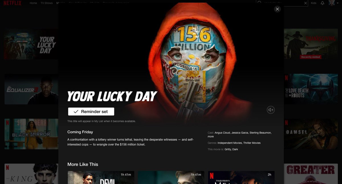 Out tomorrow on @Netflix!! Set your reminders! RIP <a href="/anguscloud/">Angus Cloud</a> <a href="/jessgarza/">Jessica Garza</a> <a href="/wellgousa/">Well Go USA Entertainment</a> <a href="/Movies/">Movies</a> #yourluckyday #independentfilm #popcornflick #pleasedontkickher #lottery #winner #Netflix #comingsoon