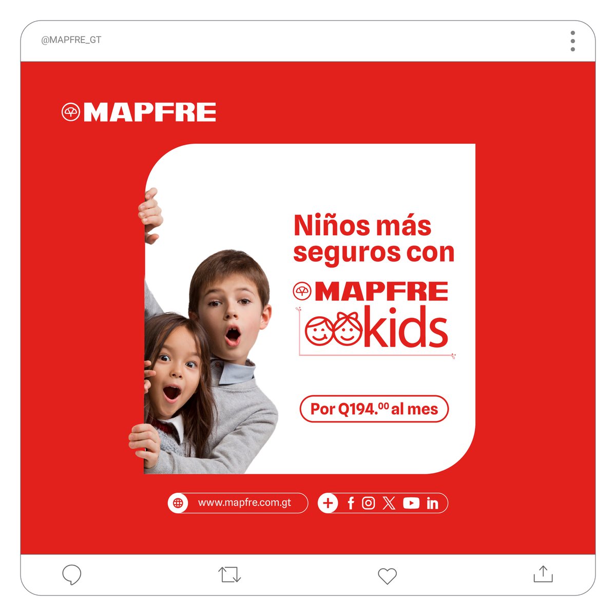 MAPFRE_GT's tweet photo. #MAPFREKids te brinda cobertura médica  para  los pequeños aventureros de casa. ¡Porque su salud es lo más valioso!👦🏻👧🏻❤️

Consulta sobre los beneficios con nosotros📩 https://t.co/kxLBNrM9j4