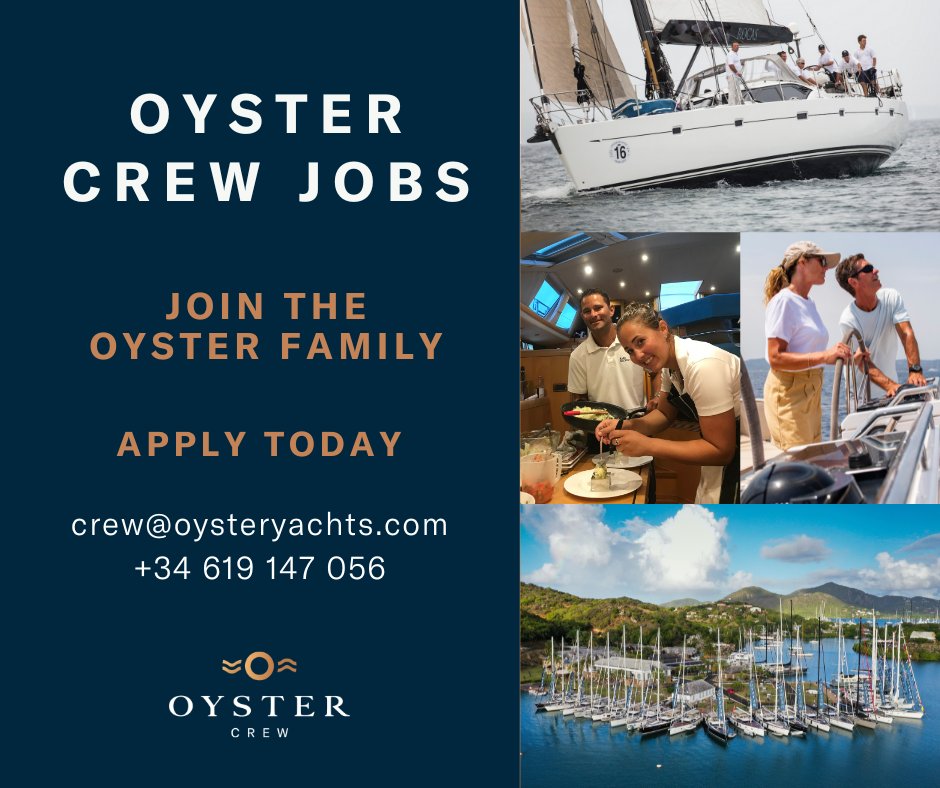Oyster_Yachts's tweet photo. Crew onboard an Oyster.
Join the Oyster family with exciting opportunities to crew with Oyster. Multiple permanent and seasonal vacancies available to suit a range of yachts of skills.
See all vacancies here: https://t.co/nuK6x5k8oe
#OysterYachts #YachtCrew #SailingCrew https://t.co/zWbipT6PXu