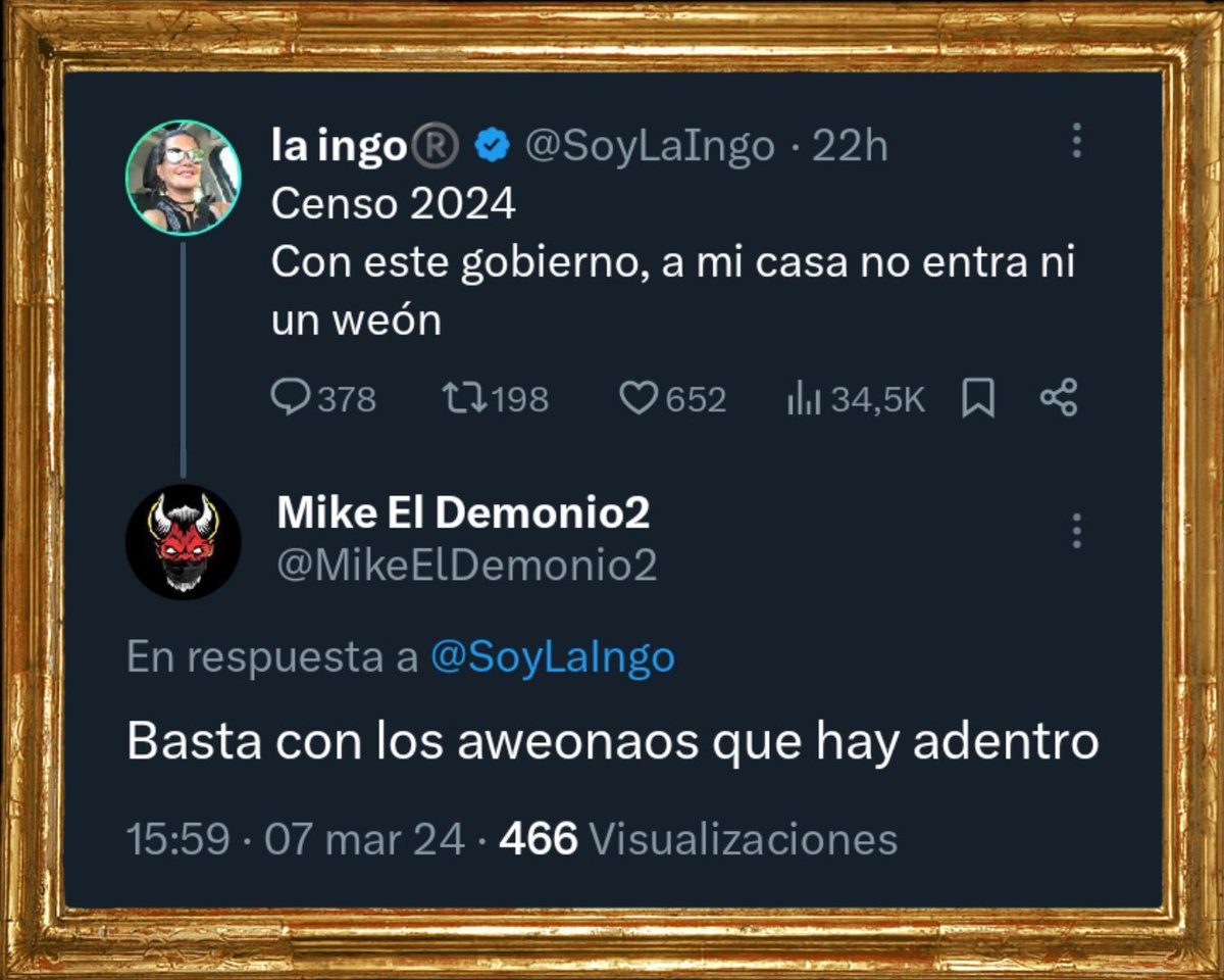 🖼️«Censando casas con sobrepoblación de weones»
Óleo sobre tela, marzo 2024.