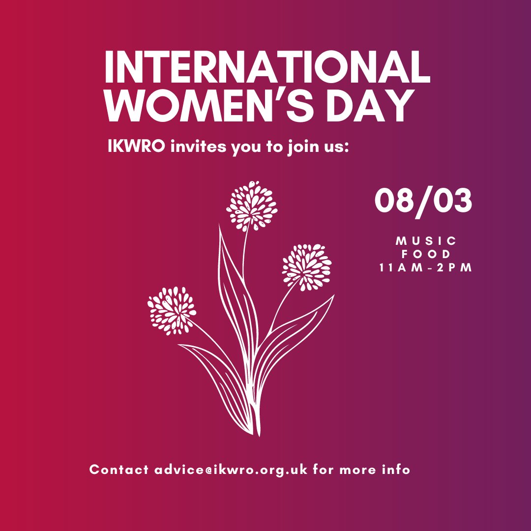 🌸 Join us in celebrating International Women's Day! 🌟 Tomorrow, March 8th, 2024, we're hosting a special event for our incredible clients and survivors. 💪✨ For more details, contact advice@ikwro.org.uk.