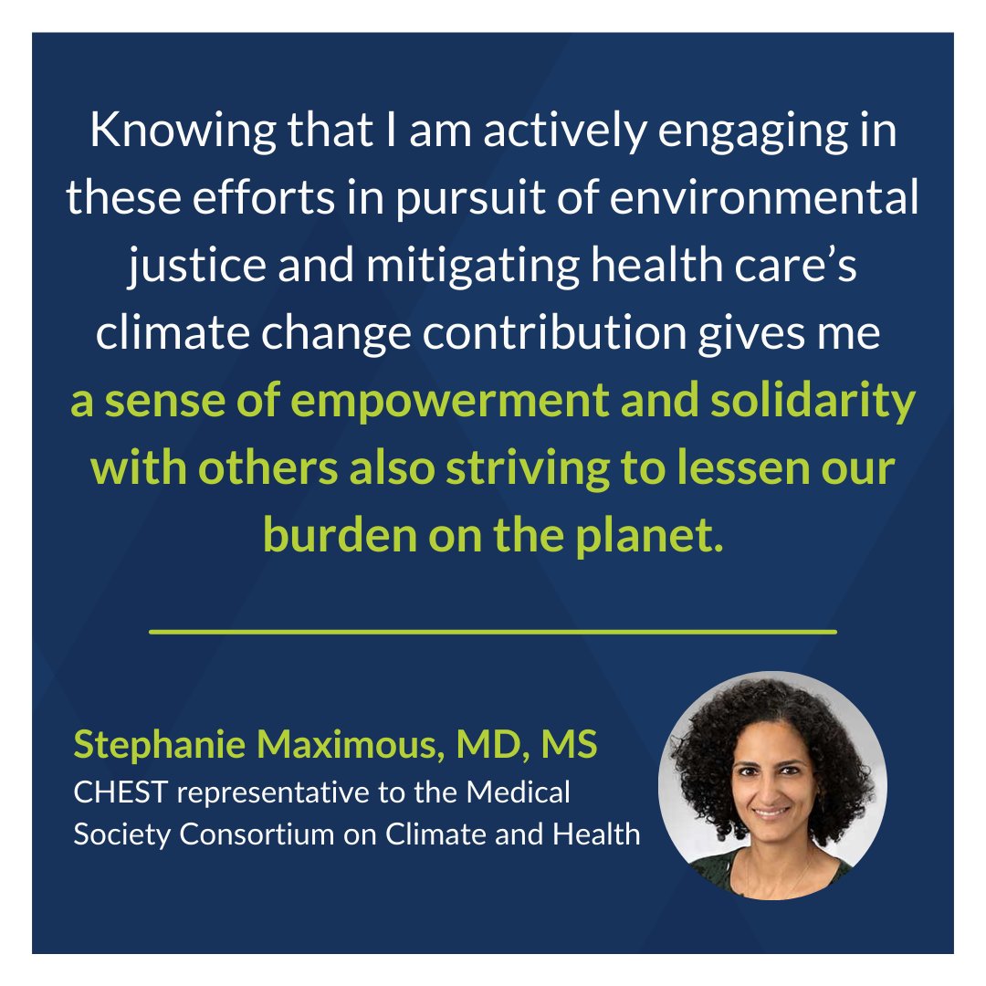 In a new article, Dr. Stephanie Maximous, @accpchest representative to the Consortium, shares her climate journey and calls on other clinicians to take up the moral imperative of addressing climate change and health care sustainability. Read it here: bit.ly/3T4Ilb3