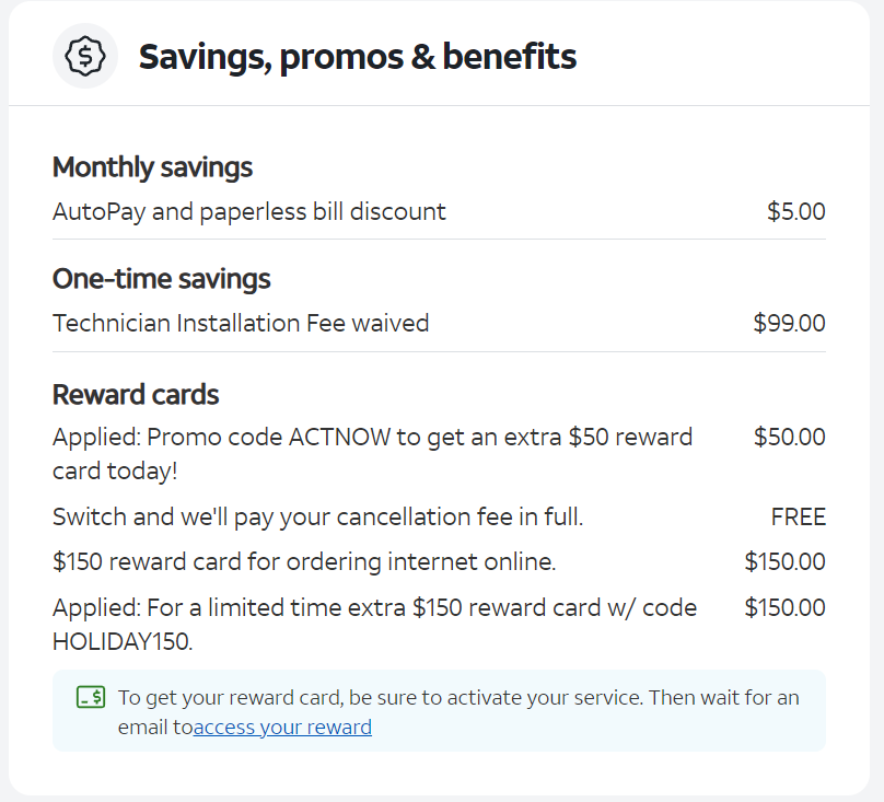 LurnToTweet's tweet photo. @ATTHelp AT&amp;T tried to pull a quick one and claim that I was not eligible for any rewards despite this all being clearly shown in my order details. After 3 reps, I was told I can't get the last $50 because of "the system". What BS. Also their tech left 2 holes in our wall. 🤡 https://t.co/ehTWhLjEEy