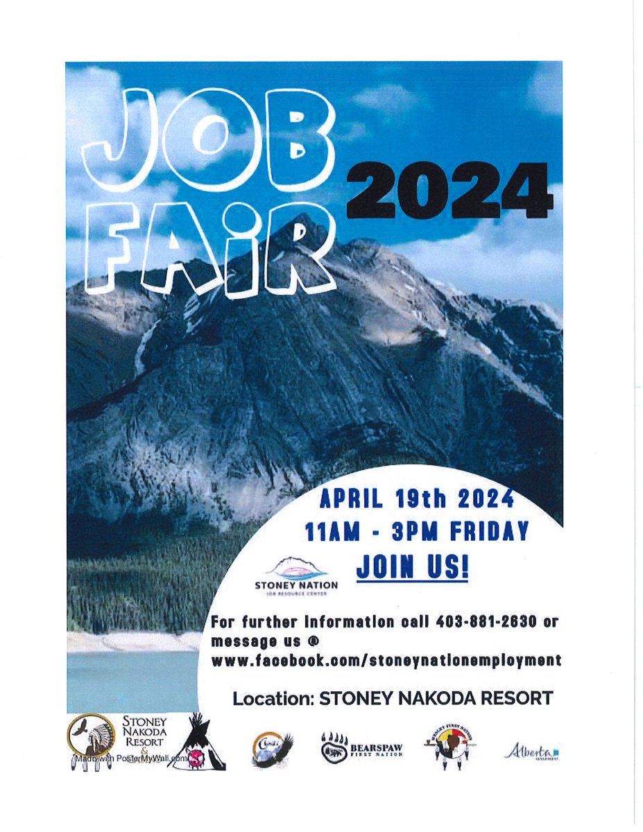 FESACalgary's tweet photo. Friends of FESA, the Stoney Nation Job Resource Center and @StoneyNakoda are hosting a #jobfair in #morley on April 19th!

#Alberta #jobhunt #jobsearch #jobskills https://t.co/UiZjNJeIvE