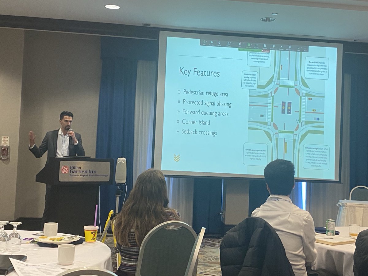 Hearing from ⁦@WSPCanada⁩ ‘s Matt Pinder at today’s ⁦@ontariotraffic⁩ ‘s AT Symposium on Ontario’s Protected Intersection Guide, a resource funded by the Ontario Traffic Council and Municipal Partners and developed by WSP. #wearewsp