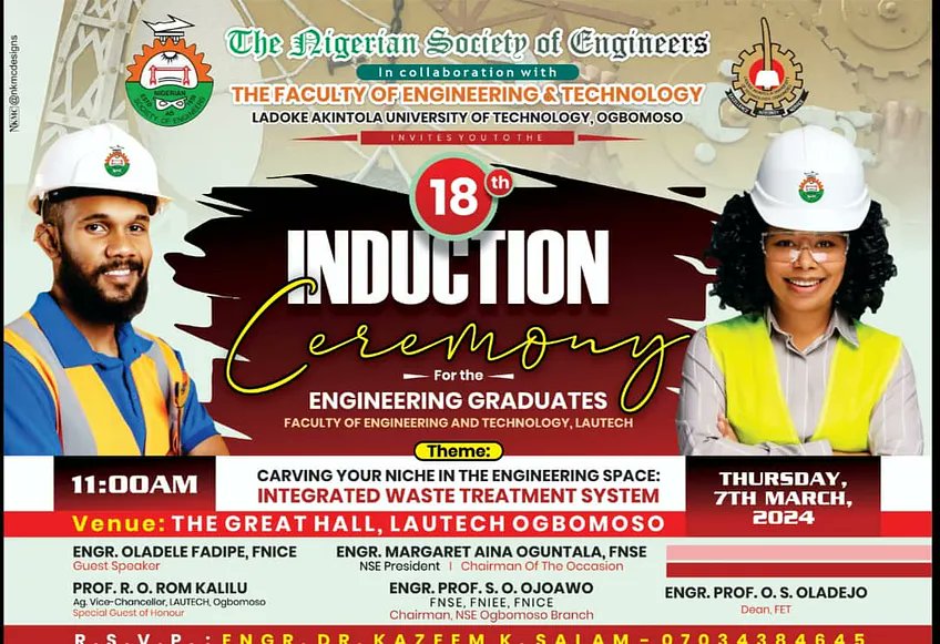 LAUTECH Inducts 520 Graduates Into the Nigerian Society Of Engineers Today, Thursday, 7th March 2024, the Nigerian Society Of Engineers in collaboration with the Faculty of Engineering and Technology LAUTECH, held her 18th Engineering Induction... proudlyladokite.substack.com/p/lautech-indu…