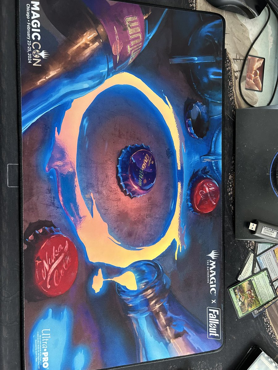 Dailyslacker's tweet image. The new playmat !! #fallout #mtg #magicthegathering #falloutmtg
