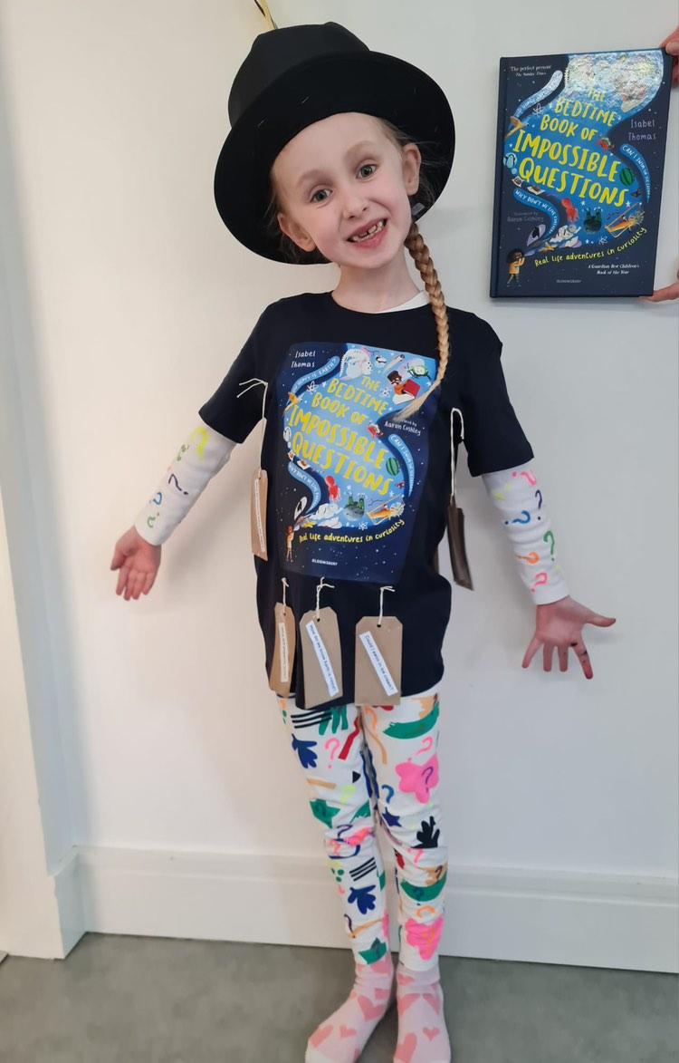 isabelwriting's tweet photo. L👀k at this AMAZING #ImpossibleQuestions costume, which won Emmie, 6, her school WBD prize! https://t.co/qByPy8oeHe