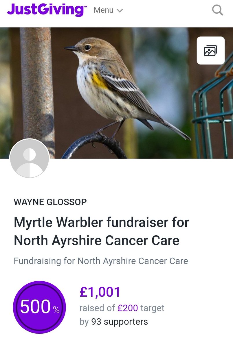 💥💥WOW💥💥
Now over £1,000 donated. A massive achievement by everyone involved!!
#TwitchingTheUK
@BirdGuides
@ayrshirebirds

justgiving.com/page/wayne-glo…