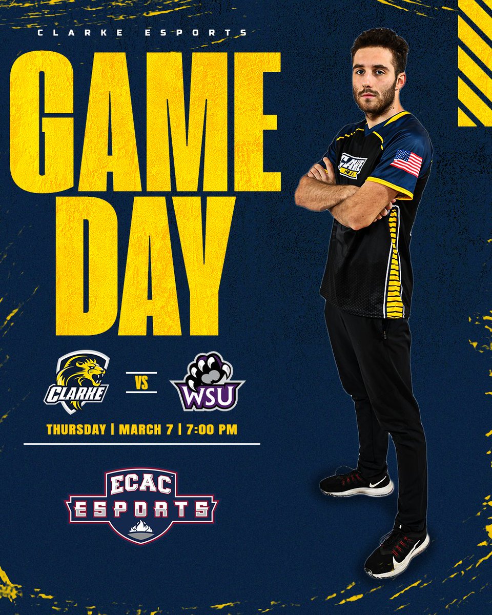 Clarke_Esports's tweet photo. Another night of ECAC action!
FN π ECAC Duos
π 7:00PM CT
Navy π @GFUEsports
π 7:00PM CT
Gold π @WeberEsports
π 7:00PM CT
π @ECAC_Esports
#ClarkePride | #PrideFN | #PrideNFL https://t.co/NBKrHIf4ct