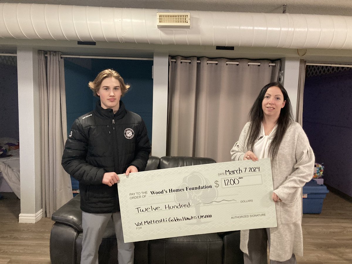 ValHawks's tweet photo. The Hawks Anti-Bullying charity game this past Sunday against @NS_U15AAA partnering with @WoodsHomesNFP  was a very exciting Overtime Game that generated a donation of $1,200.00 in support of at risk youth in our city. Thank you to Woods Homes&amp;everyone who attended and donated! https://t.co/eVSnlrZo6o