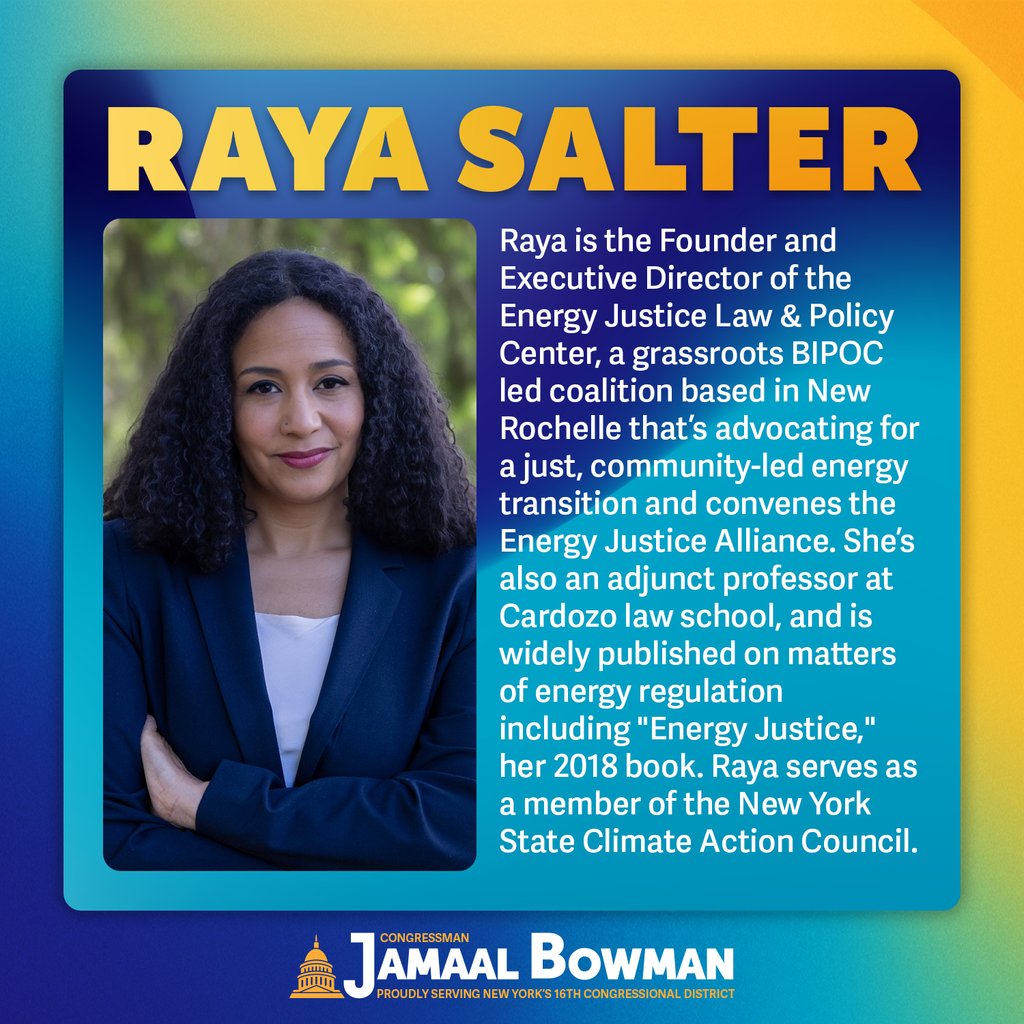 Next up we’re honoring Raya Salter for Women’s History Month! As founder and director of the Energy Justice Law and Policy Center, Raya is advocating for a just transition to clean energy and environmental justice. She’s doing amazing work!