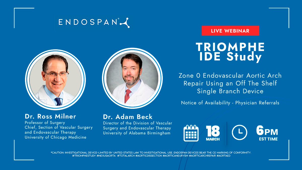 Join leading vascular surgery experts Dr. Ross Milner & Adam W. Beck, MD in an interactive event discussing NEXUS technology! Gain insights, clinical data, & a case study. Register here: streamyard.com/watch/aRNjD2kg…