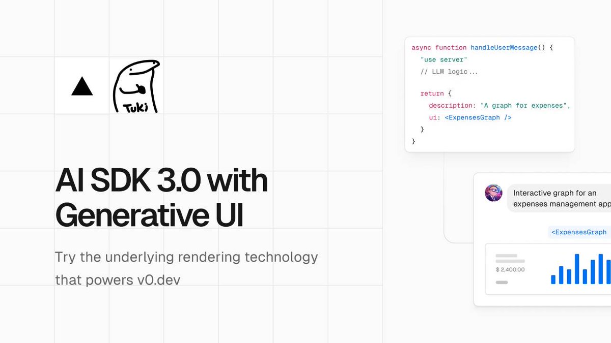 Ya pueden ver el video en YouTube del stream del Martes pasado donde jugamos un poco con el SDK de AI de Vercel para devolver componentes muy bonitos desde el server, link abajo 🤝