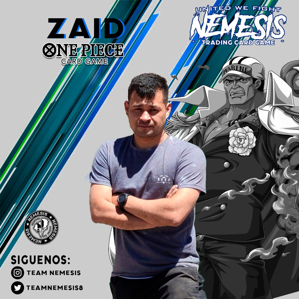 Estamos felices de anunciar una nueva incorporación a nuestro team #NEMESIS.
Bienvenido a Zaid que será integrante de la nueva división #NemesisTCG, quien buscará junto a su líder Sakazuki (Akainu) conquistar el universo de One Piece TCG.

Éxito 💪🏻.
#onepiecetcg #Onepiece #TCG