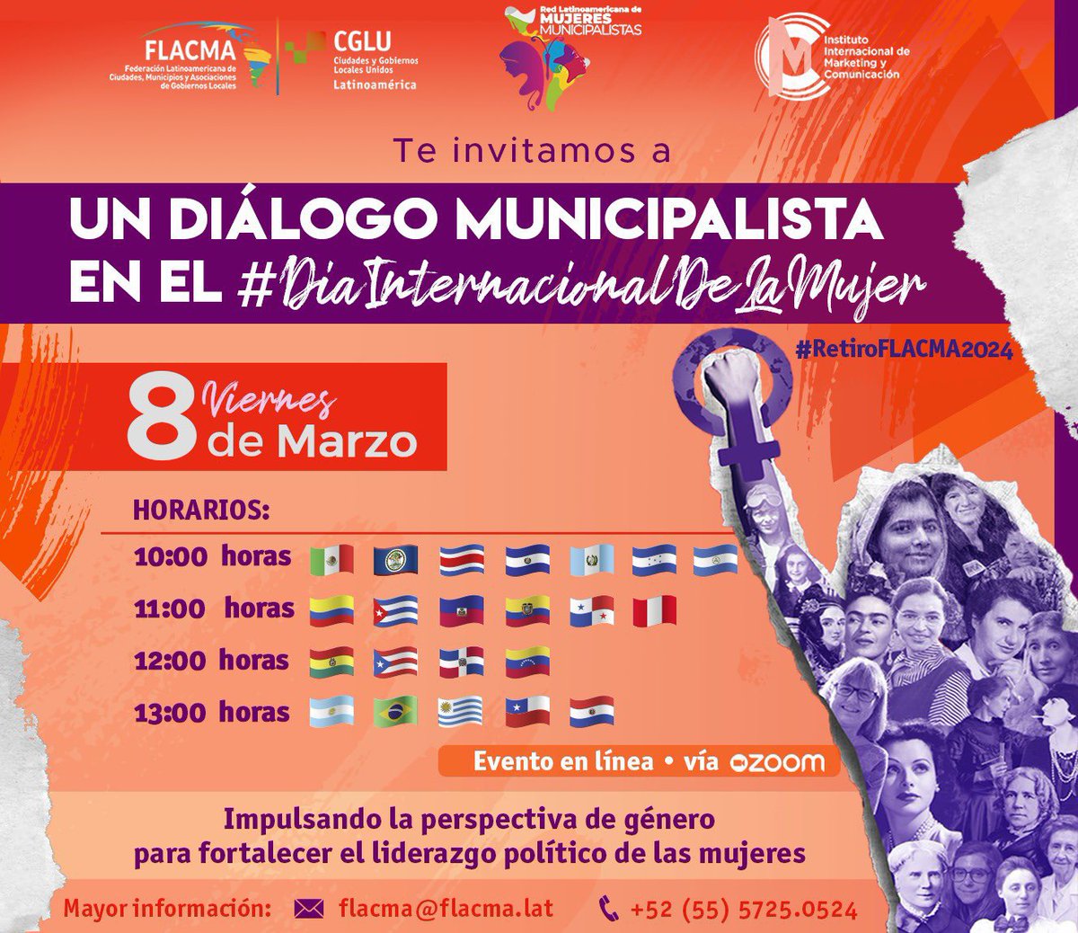 Conéctate con nosotros este #8M para reivindicar el #Diadelamujer 💪🏼💜 y participar en el Diálogo Municipalista Iberoamericano que estamos organizando junto a <a href="/FLACMA_/">FLACMA</a> 

🗓 Viernes 8 de Marzo

👉 Acceso libre/sin costo