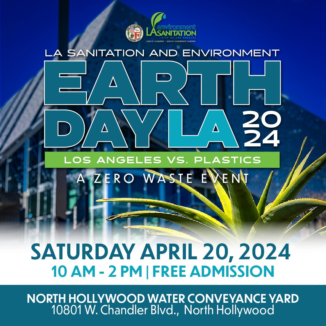 LACitySAN's tweet image. Join us for Earth Day LA, a citywide street #festival hosted by @lacitysan! Explore over 40 educational exhibitors, from City vehicles, to games to kid zones. 

There will be filtered water so bring your own bottle in support of zero waste. 

Learn more lacitysan.org/eathdayla