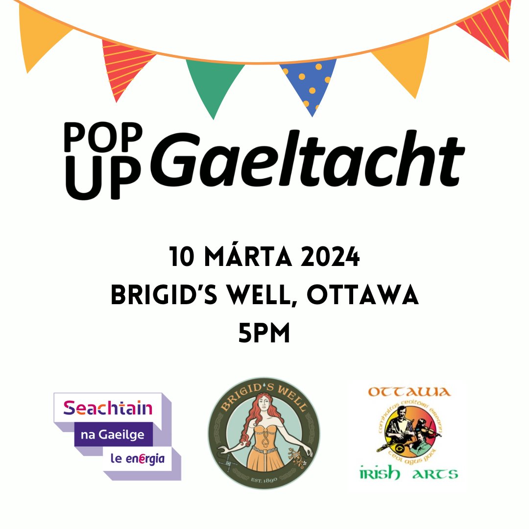 Irish Embassy Canada (@irlembcanada) on Twitter photo 🍀 Learn the Irish language 🍀
A Pop-Up Gaeltacht event will be held at <a href="/brigidswellpub/">Brigids Well</a> on Sunday 10 March!
<a href="/cnichorrain/">Clíodhna Ní Chorráin</a> 🍀 Learn the Irish language 🍀
A Pop-Up Gaeltacht event will be held at <a href="/brigidswellpub/">Brigids Well</a> on Sunday 10 March!
<a href="/cnichorrain/">Clíodhna Ní Chorráin</a>