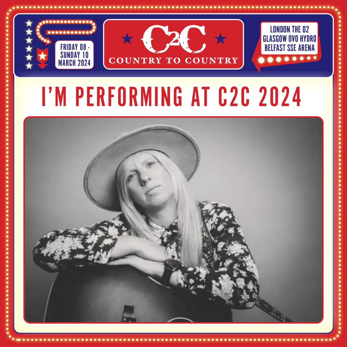 C2C is here! I can’t wait! You can catch me on the Icon Stage Friday 4pm and Saturday 11:30Am Observatory stage! Xx @C2Cfestival London