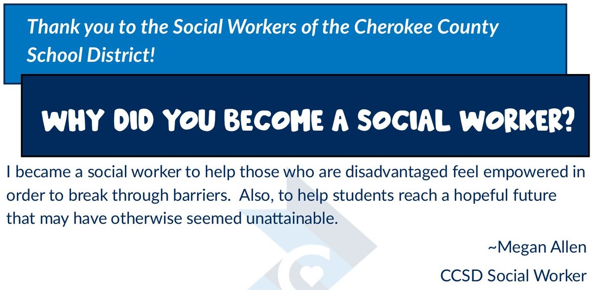 CCSDStuServices's tweet photo. Thank you @CherokeeSchools Social Workers! #CCSDFam #socialworkweek @DrDebraMurdock https://t.co/8jvZezEK9y