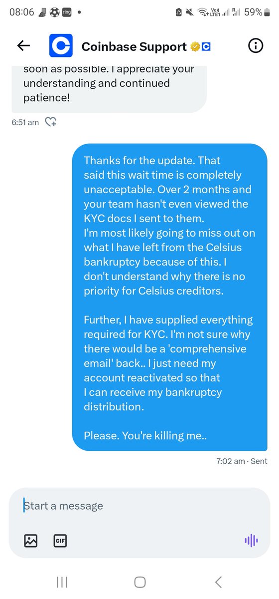 JukicTimothy's tweet photo. @gluke_legend @coinbase @CelsiusNetwork It is criminal that @CoinbaseSupport @coinbase are not providing Celsius creditors priority for KYC manual review's.

@SimonDixonTwitt @aaronbennett https://t.co/twn552Hhe0