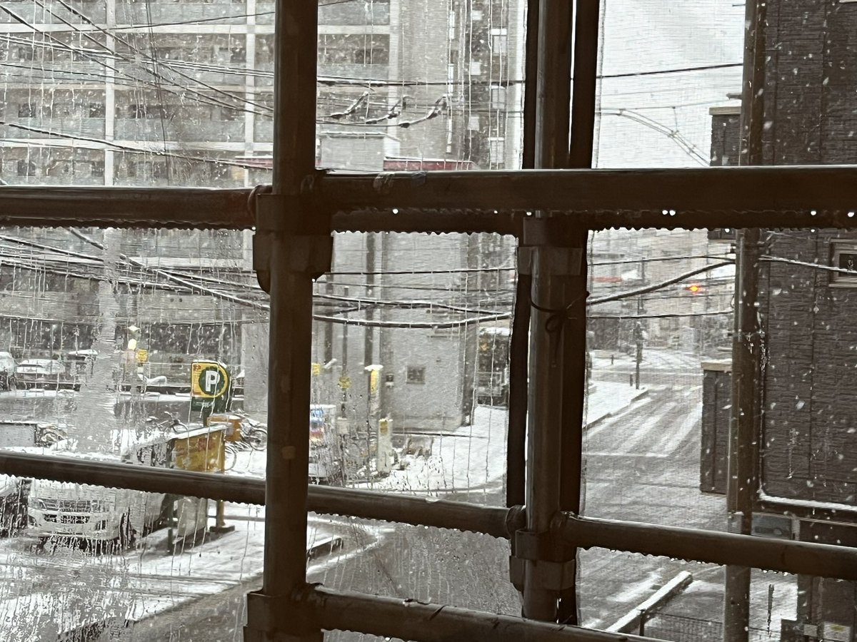 雪です
監獄の窓から撮影してるみたい