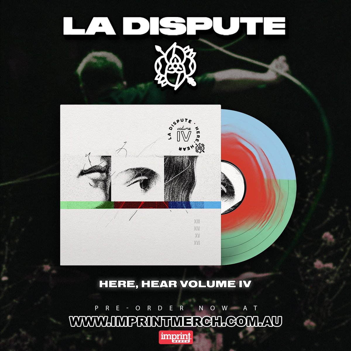 Pre-orders up now for the @ladisputeband 'Here, Hear IV' LP. Begins shipping in May and is available to order now along with a whole range of La Dispute merch. imprintmerch.com.au/collections/la…