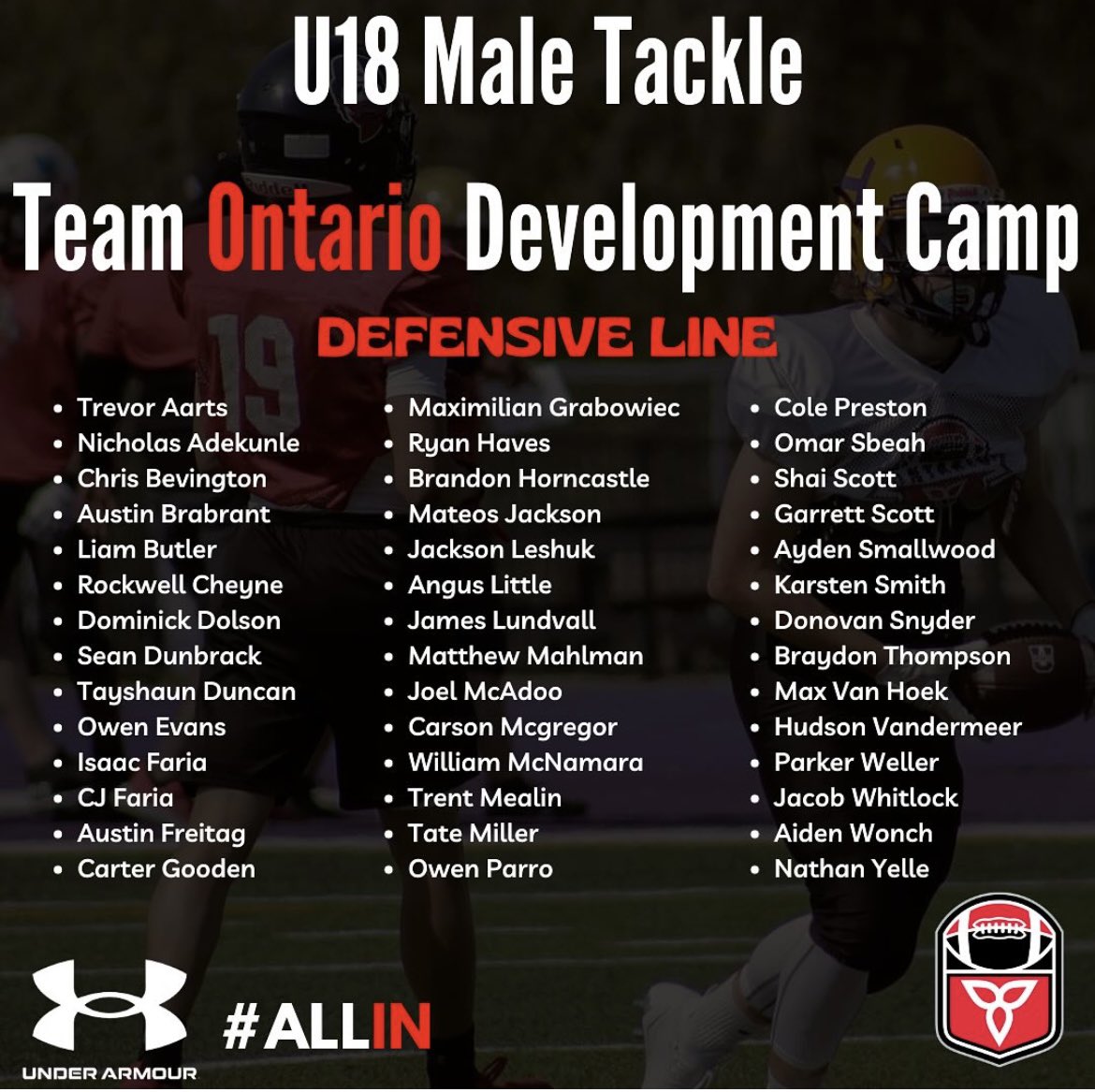 Exited and honoured to be invited to <a href="/FootballOntario/">Football Ontario</a> development camp!