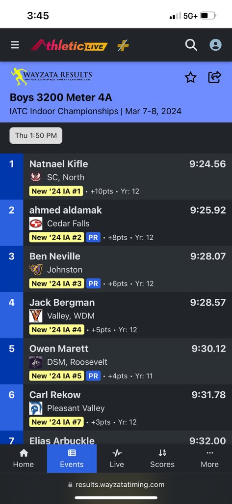 Ben Neville runs a huge PR in the 3200, placing 3rd at the IATC Indoor Championships!