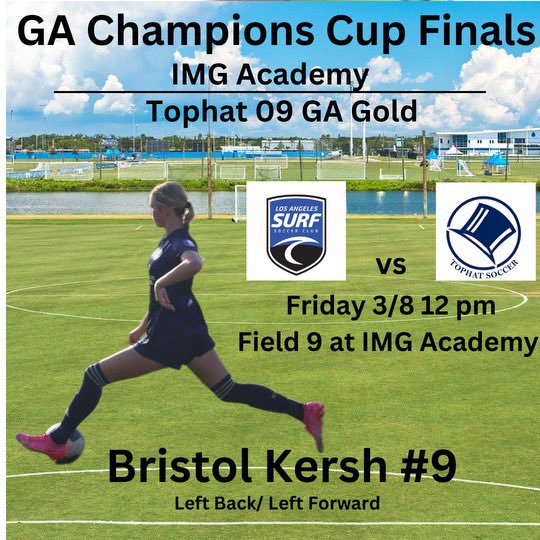 Let’s go! #ChampionsCup First game tomorrow, 12pm, field #9. @ImYouthSoccer @TopDrawerSoccer @GAcademyLeague @PrepSoccer @TheSoccerWire