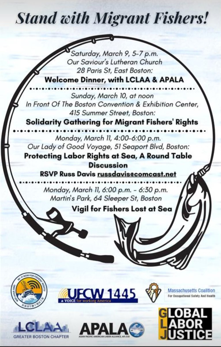 Come join UFCW Local 1445 in our continued support for international workers who are working and often dying at sea to provide food on our tables and an income for their families!

#internationalsolidarity #ufcwlocal1445strong