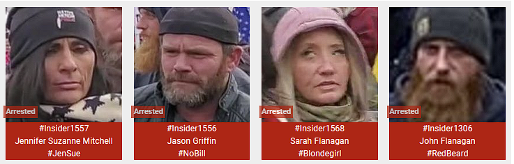 SeditionHunters's tweet photo. Jennifer Suzanne Mitchell aka #JenSue #Insider1557
JasonGriffin aka #NoBill #Insider1556
Sarah Flanagan aka #BlondeGirl #Insider1568
John Flanagan #RedBeard #Insider1306
ARRESTED https://t.co/ePLIv7stQ8