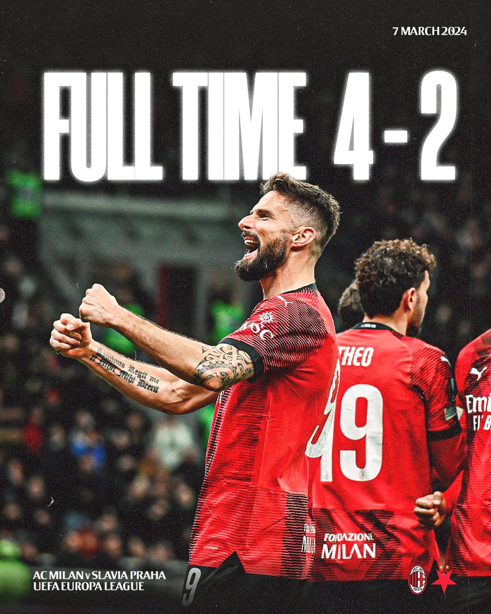 We'll travel to Prague with a lead to defend 💪

#ACMSLP #UEL #SempreMilan