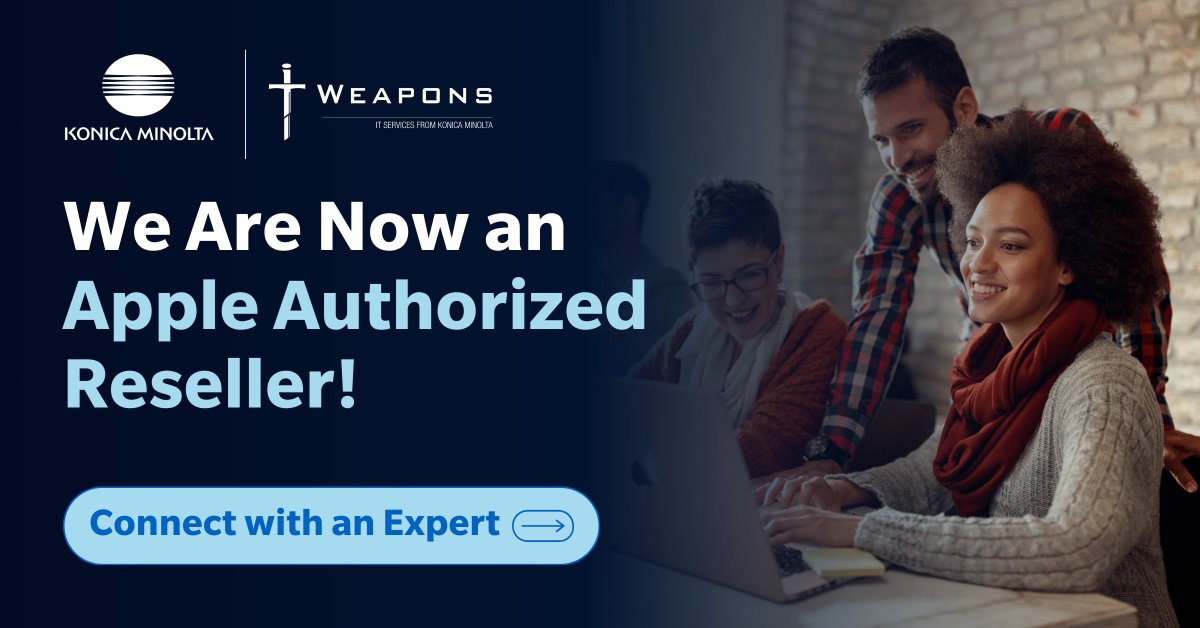 Big News Alert: We're officially an Apple Authorized Reseller!

Contact your Konica Minolta/ IT Weapons rep to get more information on how you can benefit from this partnership.

hubs.li/Q02nCY770