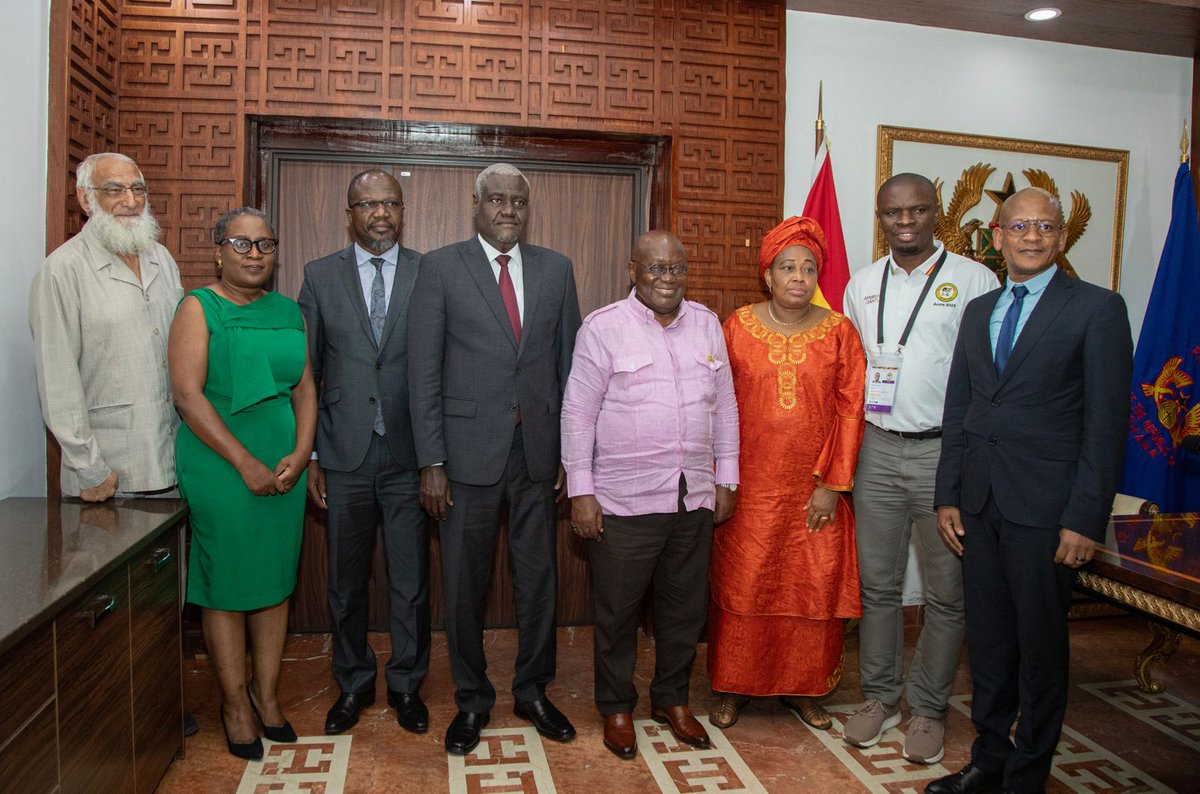 I  was honoured to be received by President @NAkufoAddo at Jubilee House upon my arrival in #Accra today, ahead of tomorrow's Opening Ceremony for the 13th edition of the #AfricaGames2024 where 29 sport codes will compete, many to serve as Olympic qualifiers for #Paris2024.
