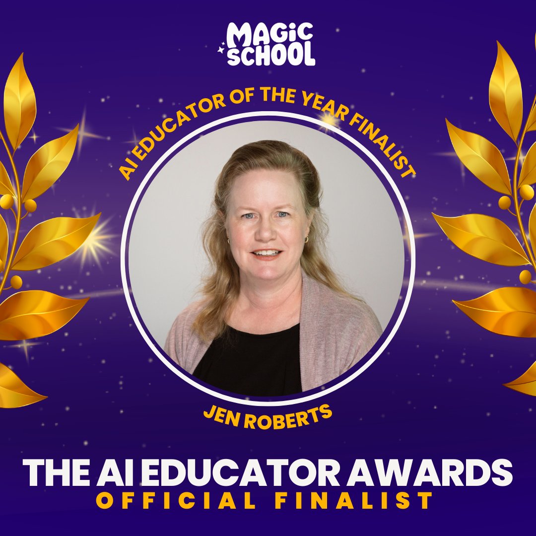 I am honored to be one of 20 finalists for #aieducatoroftheyear from @magicschoolai You can help! Please vote for me at bit.ly/AIvoteforjen #wearecue #AIinEducation