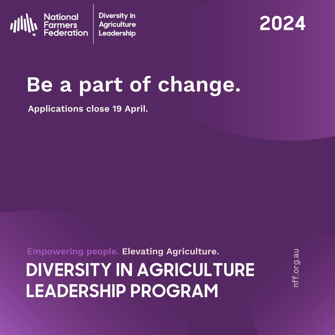 Happy International Women’s Day!! Applications are now open for the 2024 Diversity in Agriculture Leadership Program. To find out more and to apply 👉 nff.org.au/programs/diver…